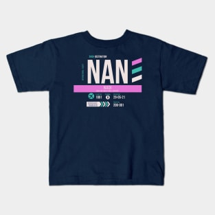 Fiji (NAN) Airport Code Baggage Tag Kids T-Shirt